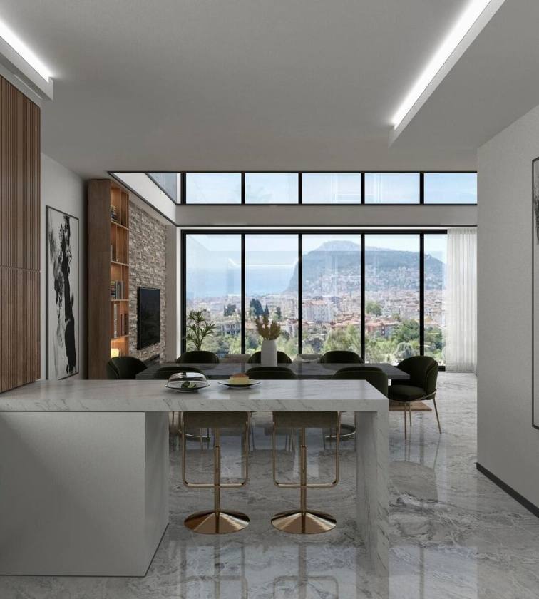 Alanya Tepe Mahallesi'nde Deniz, Kale ve Şehir Manzaralı Müstakil Villa